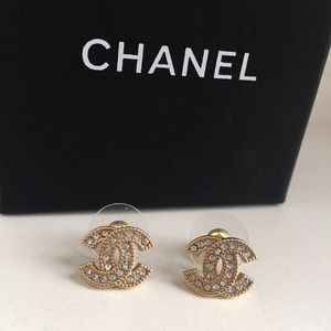 Chanel Authentic Crystal Stud Earrings